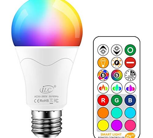 iLC 85W Équivalent Ampoule Led Couleur Changement de couleur Dimmable E27 Edison RGBW Télécommande Compris