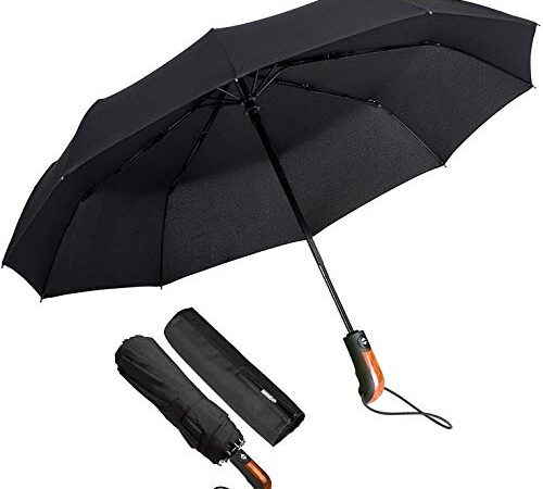 KASTEWILL Parapluie Pliant, Compact Parapluie Automatique Ouverture Pliable et Fermeture Résistant au Vent à Tempête Léger Solide Parapluie de Voyage pour Homme et Femme - Noir