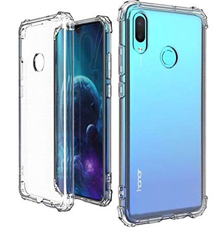 New&Teck : Coque Huawei P Smart 2019 Bumper en Silicone TPU Transparent/Coins renforcés et Protection Ultra Fin, Souple