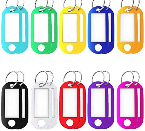 20 Porte Clés Inscriptibles Porte Clef Couleur Porte Etiquette Manuscrits Étiquettes D'identification 10 Couleurs Porte-Clés