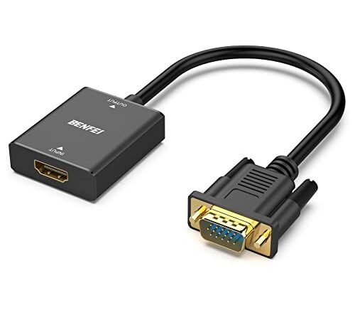 Adaptateur HDMI vers VGA, BENFEI HDMI Femelle vers VGA mâle Compatible pour clé TV, Ordinateur, Ordinateur Portable (Uniquement de la Source HDMI au Moniteur / téléviseur VGA, Non bidirectionnel)