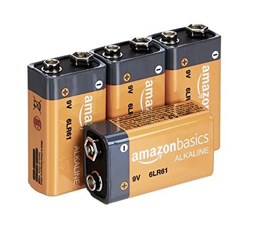 Amazon Basics Piles alcalines 9 V pour le quotidien - Lot de 4 (le visuel peut différer)