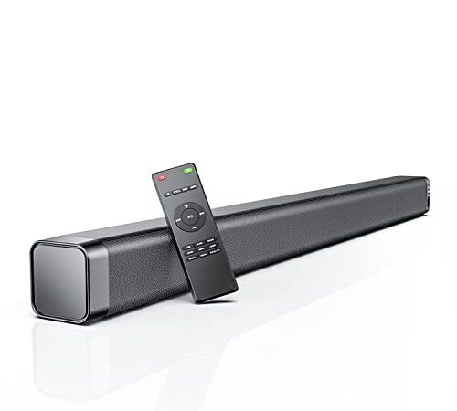 Barre de Son 2.0, Barre de Son TV 120 DB, Haut-Parleurs Bluetooth 5.0 avec Son Surround, avec AUX, USB, Optique pour Home Cinéma/Fête