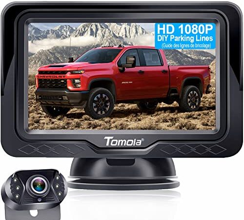 Caméra de recul HD 1080P 4.3 '' écran Tableau de Bord Moniteur Kit système de stationnement pour Voiture Camping Camion Caravane étanche Vision Nocturne Tomoia T1