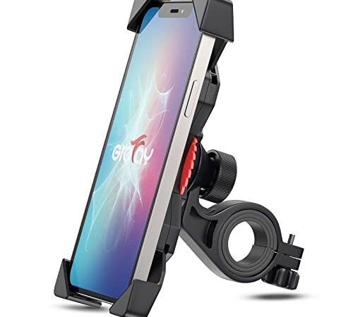 Grefay Support Téléphone Vélo Support Smartphone de Moto, Universel Porte Vélo du Guidon avec 360° Rotation pour 3,5 à 6,5 Pouces GPS pour Smartphones Autres Appareils