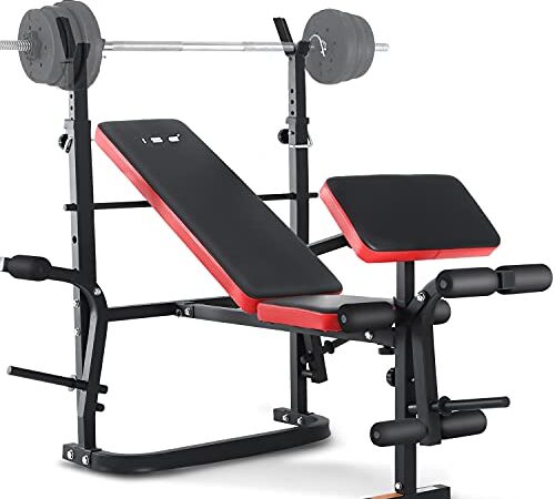 ISE Banc de Musculation Complet Multifonction, Bancs de Musculation Réglables Pliable Inclinable Fitness pour Entrainement Complet SY-5430B