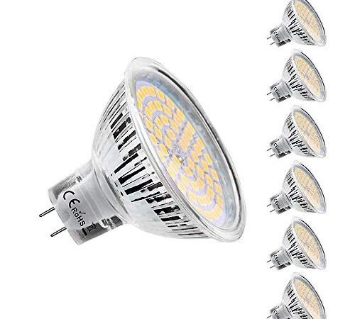 KDP Ampoules LED MR16 GU5.3 12V, Blanc Chaud 2800K, 5W Equivalent à 50W lampe halogène, 450LM, 120° Angle, Ampoules LED Spot Non Dimmable, Lot de 6