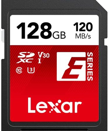 Lexar Carte SD 128 Go, Carte Mémoire Flash SDXC UHS-I, Jusqu'à 120 Mo/s en Lecture, Jusqu'à 45 Mo/s en écriture, U3, V30, C10, Full-HD et 4K UHD (LSDESXX128G-BNNNG)