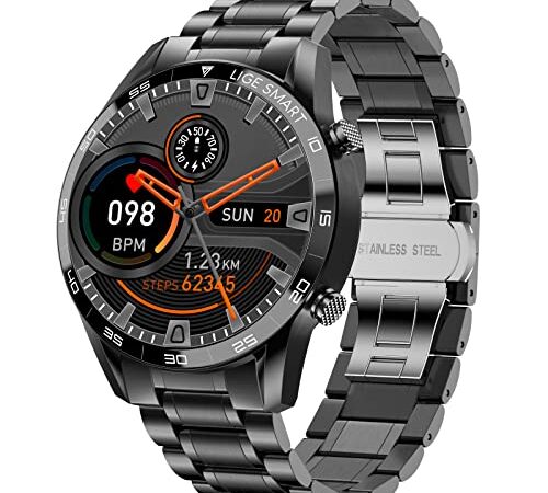 Montre Connectée Homme 1,32'' Smartwatch pour Android iOS Appel Bluetoot Podometre Sport Cardiofrequencemetre, Montre Intelligente 10 Modes Sport Etanche IP68, Bracelet Connecté Chronometre…