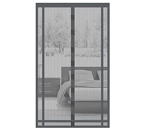 Sekey 130x220 cm Rideau magnétique anti-insectes idéal pour porte de balcon, porte de cave, porte de terrasse (découpable en hauteur et largeur), Montage facile à coller, Gris