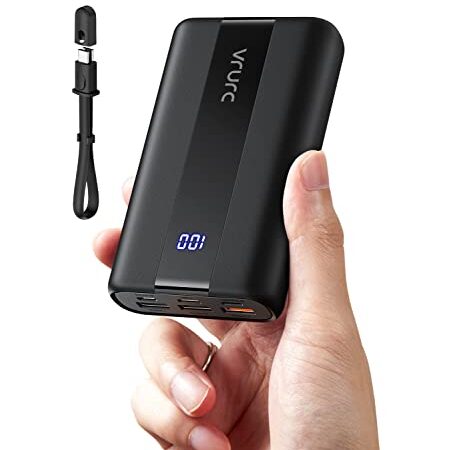 VRURC Batterie Externe 20000mAh Mini Power Bank USB C Charge Rapide 22.5W QC PD 3.0 Chargeur Portable avec 3 Ports USB Sortie et 3 entrées Batterie Portable LED Display pour Téléphone et Tablet