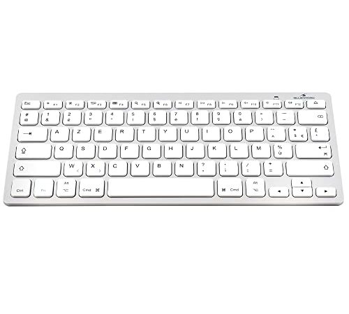 Bluestork Clavier Sans Fil Bluetooth pour Mac, MacBook Pro, MacBook Air, iPad, iPhone - Mini Clavier Mac Français AZERTY Rechargeable, Compact, Ultra Mince, Léger, Silencieux - NOUVEAU 2022 (Blanc)