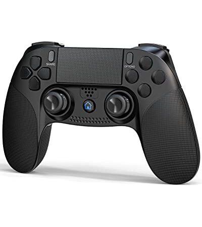 Manette sans Fil pour PS4, Tefelan Joystick Contrôleur Gamepad pour PS4/Slim/Pro Console avec Double Vibration Moteur, Pavé Tactile Prise Audio, Six-Axis Sensor-Noir