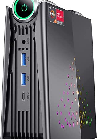 ACEMAGICIAN Vertical RGB Mini PC,AMD Ryzen 5 5600U,16 Go DDR4 512 Go SSD Micro Ordinateur Bureau 【WIFI6/Bluetooth 5.2/3-Modes//Type-C Triple Sortie】