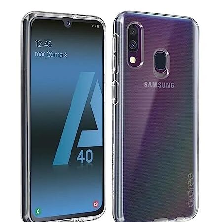 Ancile ® Coque Samsung Galaxy A40 étui 360° Transparente, Double Protection intégrale A40 en Silicone et TPU Antichoc, Coque A40