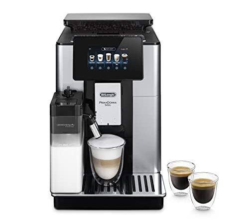 De'Longhi PrimaDonna Soul Machine a Café Grain ECAM612.55.SB, Machine Expresso et Cappucino, Technologie Exclusive Bean Adapt, Argent et Noir