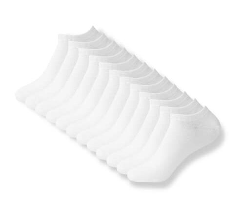 FM London Plain Trainer Socks Chaussettes d'Entraînement (Lot de 12) Mixte ( Plain Trainer Socks ), Blanc, 39-42