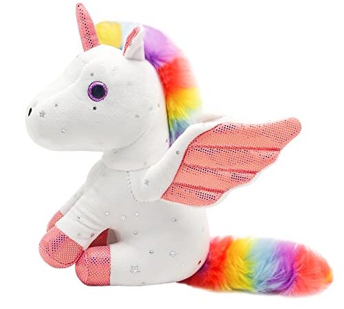 Heionia Peluche Licorne Poupée Jouets en Peluche Animaux en Peluche Cadeaux d'anniversaire Filles Enfant, 23CM (Blanc)