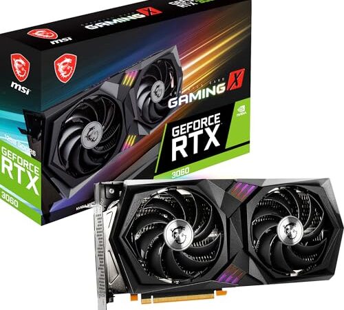 MSI GeForce RTX 3060 Gaming X 12G Carte Graphique - GPU RTX 3060, GDDR6 12Go (15Gbps/192 Bits), PCIe 4.0-2 x Ventilateurs TORX 4.0 - HDMI 2.1, DisplayPort 1.4a