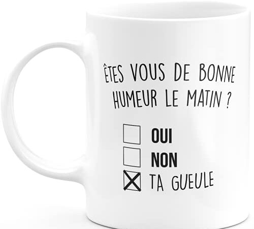 quotedazur Mug Bonne Humeur ta Gueule - Cadeau Collègue Retraite - Idée Cadeau Original, Humour Femme - Tasse Couple Saint Valentin - Gadget Geek Homme - Idéal Anniversaire Soeur Ou Meilleure Amie