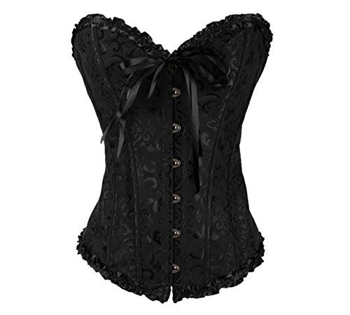 SxyBox Femme Sexy Corset Dentelle Steampunk Gothique Bustier Grande Taille Lingerie Ventre Plat,S,Noir