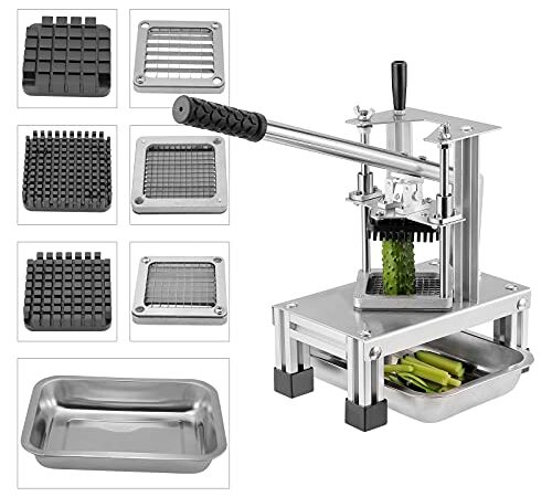 Yontwe Commerce Coupe Friture Française avec 3 Lames de Rechange, 1/2", 1/4" et 3/8" Hachoir Simple Hachoir à Pommes de Terre au Citron Frit Français avec Poignée d'extension