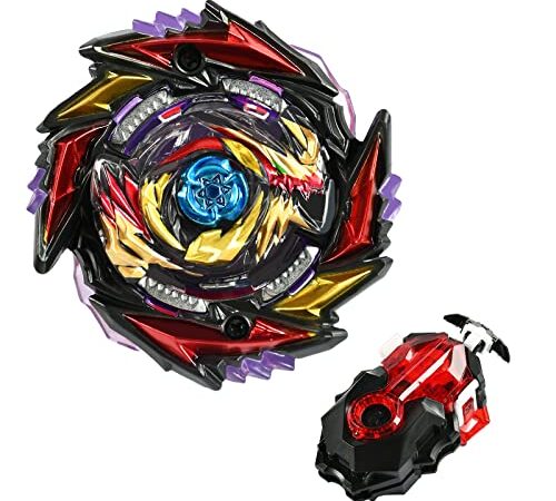 Dereine Toupie Bey Blade, Bey Blade Burst Quadrive Toupie Metal Fusion avec Lanceur Starter Gyro de Combat Jouet Set Cadeaux pour Enfants (A)