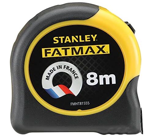 Stanley Fmht81555-0 mètre mesureur - Gamme Fatmax - Fabriqués en France - Revêtement Blade Armor - Ruban Résistant et Épais - Boitier Abs Bi matière - Amortisseur de Chocs