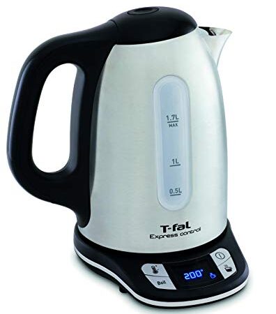 Tefal Bouilloire électrique sans fil inox, 1,7 L, 2400 W, 7 températures réglables de 60 à 100°, Ecran digital, Maintien au chaud 60 min, Express Control KI240D10